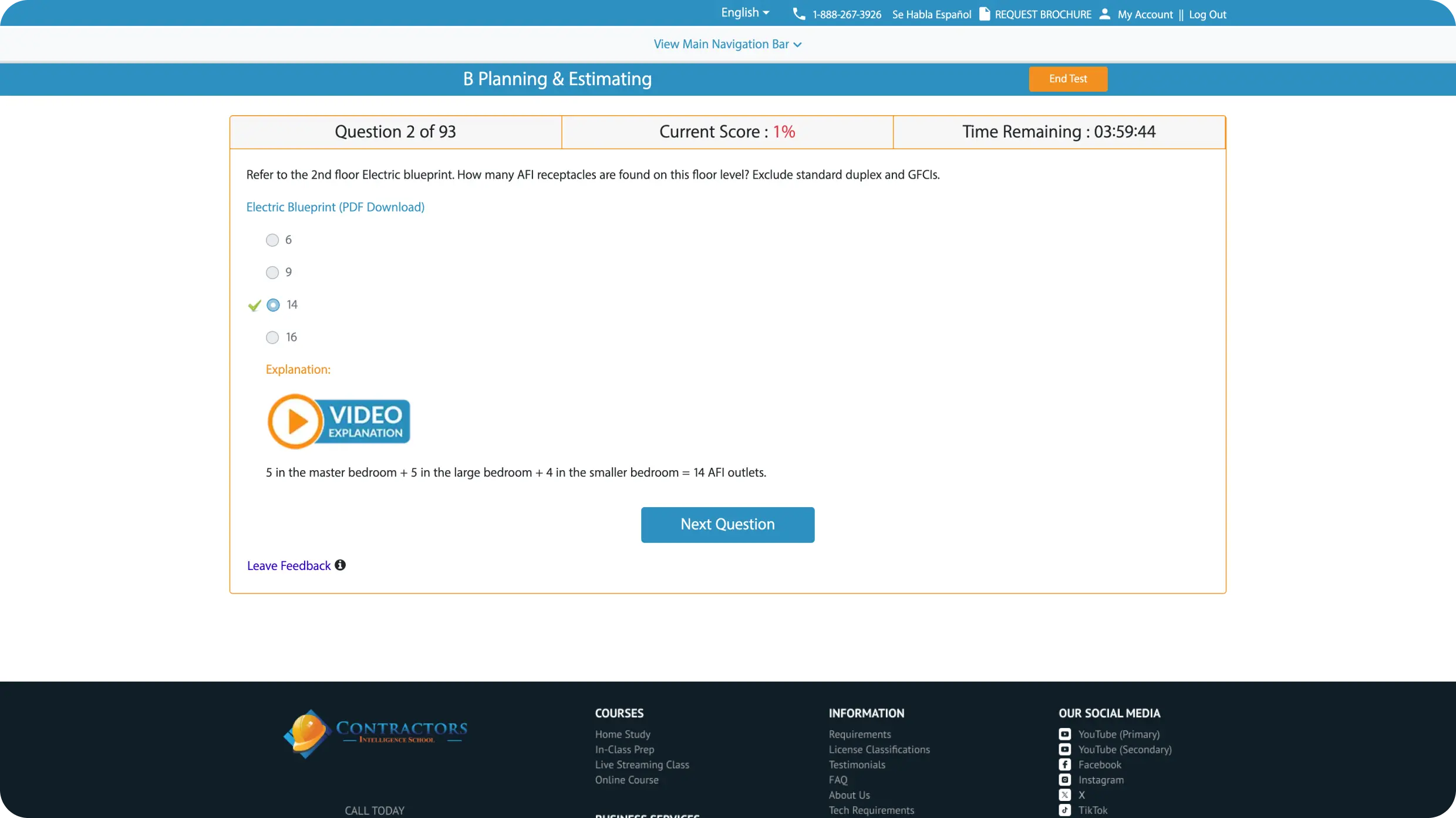 Contractor license training class environment