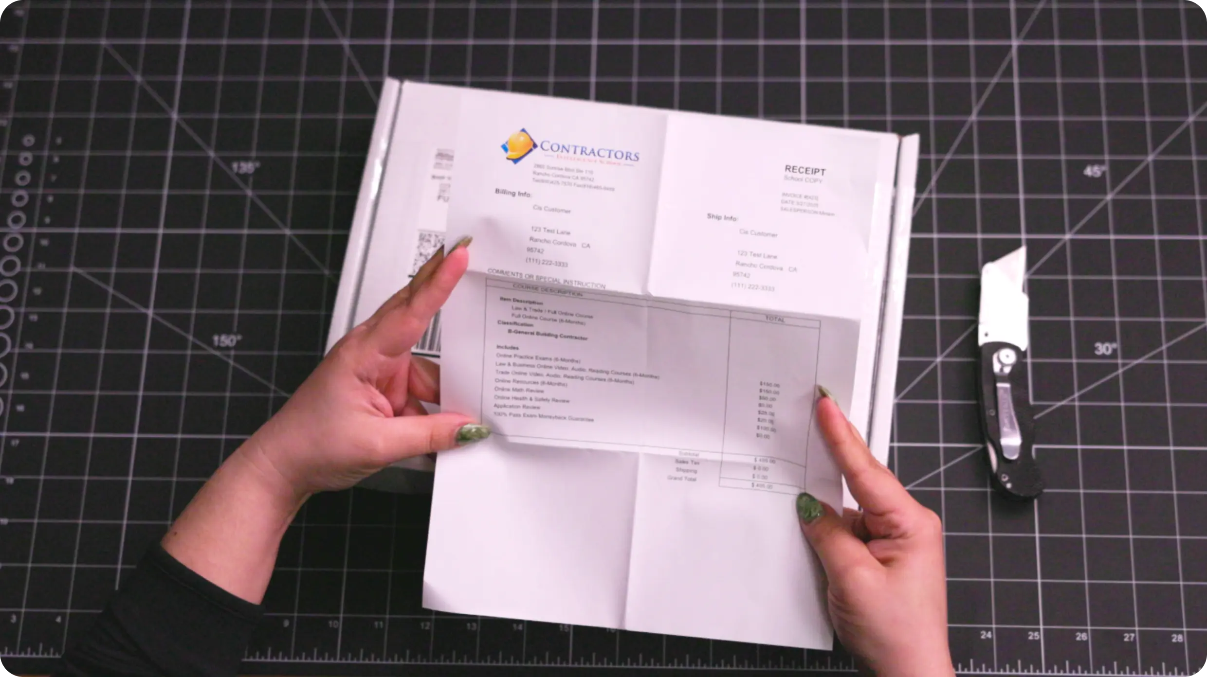 Student studying contractor course materials