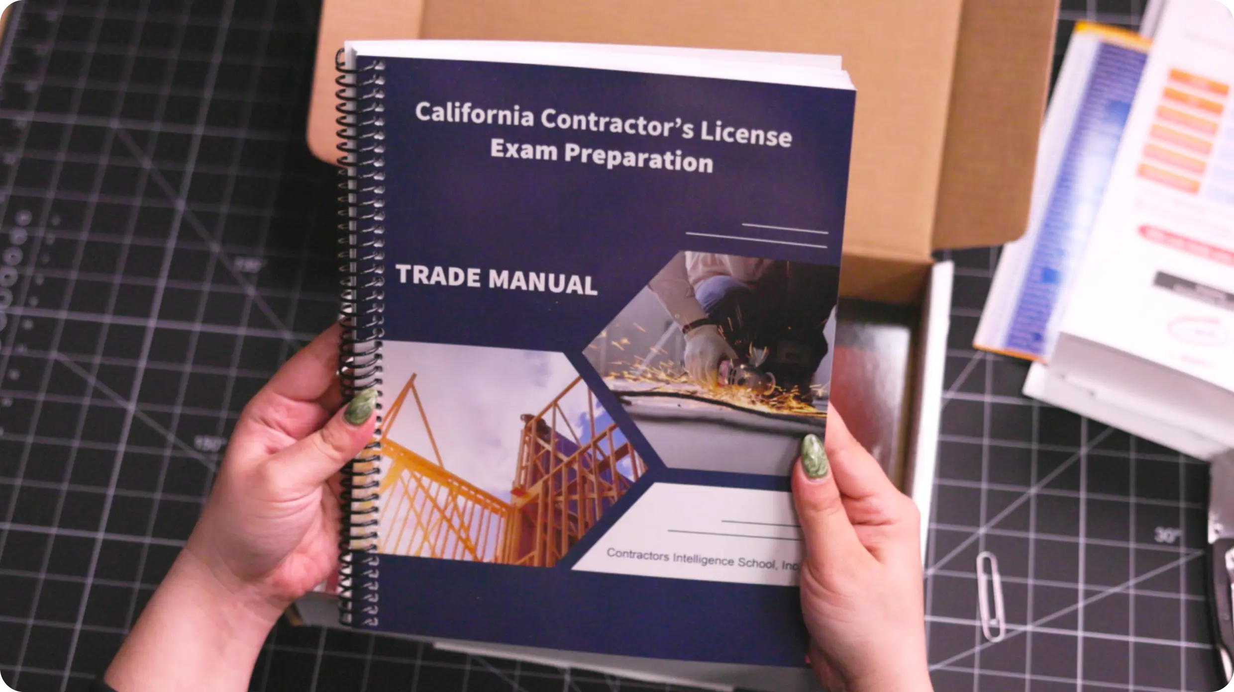 Study setup with manuals and laptop