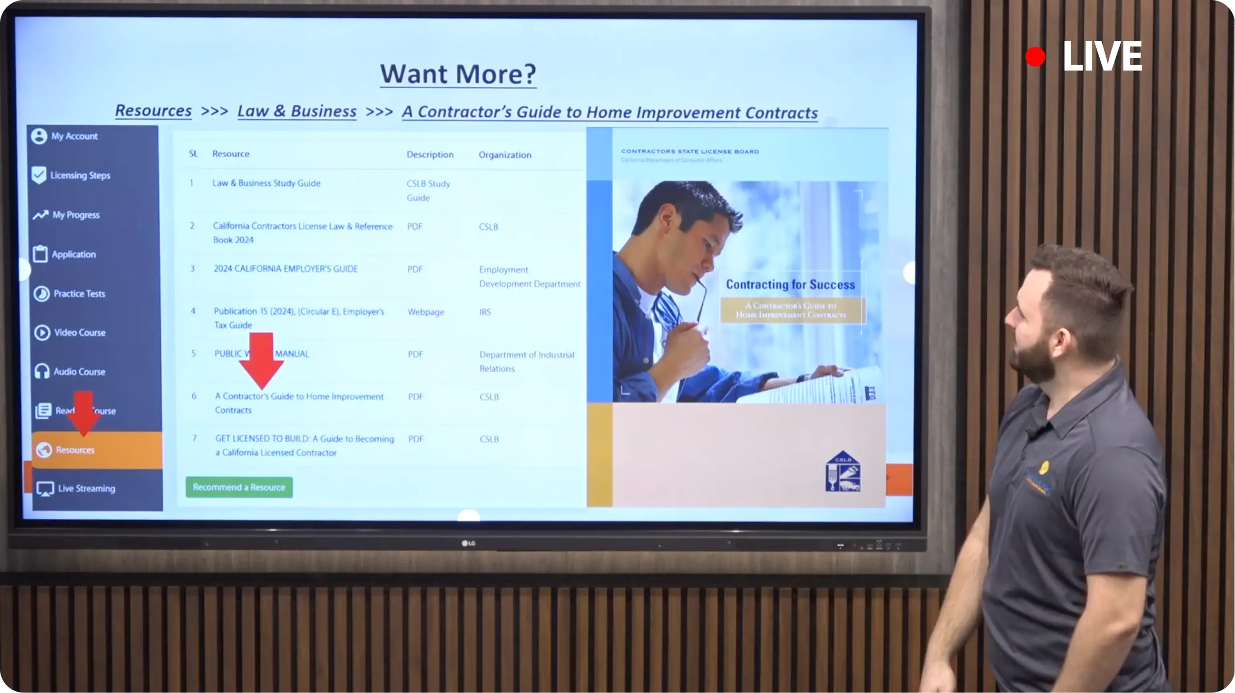 Group learning session for contractor exam prep