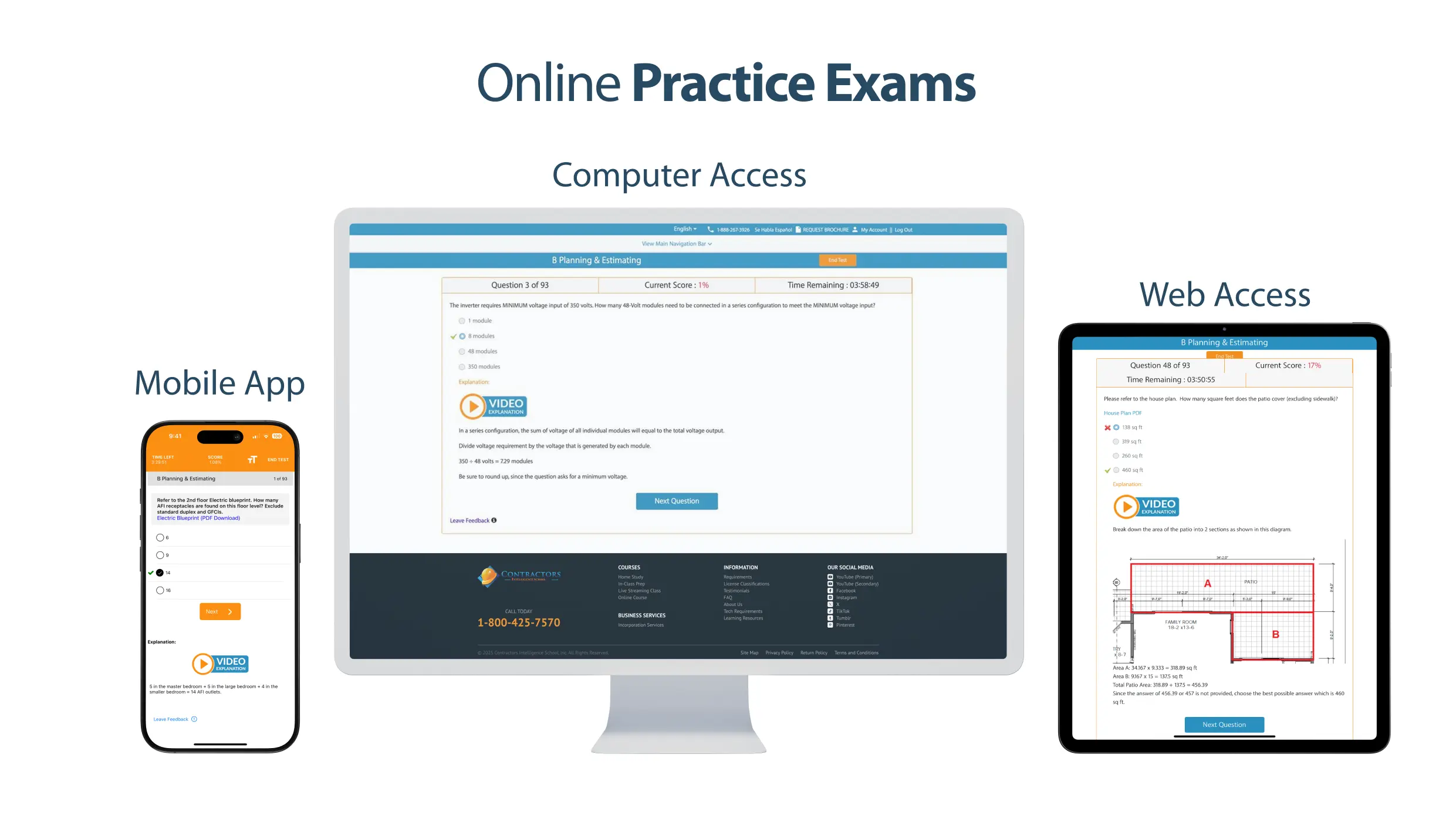 Students learning contractor license material