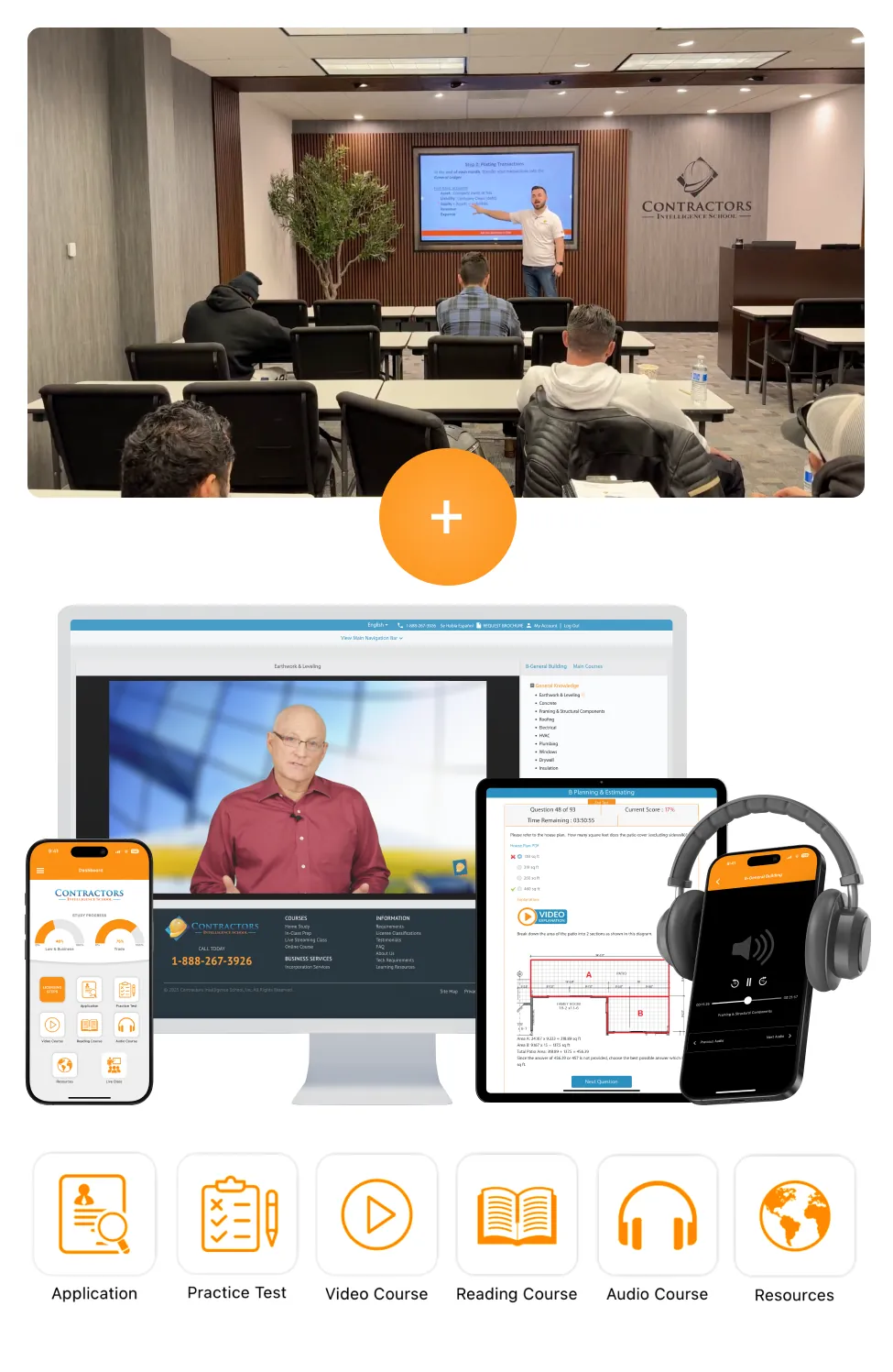 In-class preparation with full online course mobile