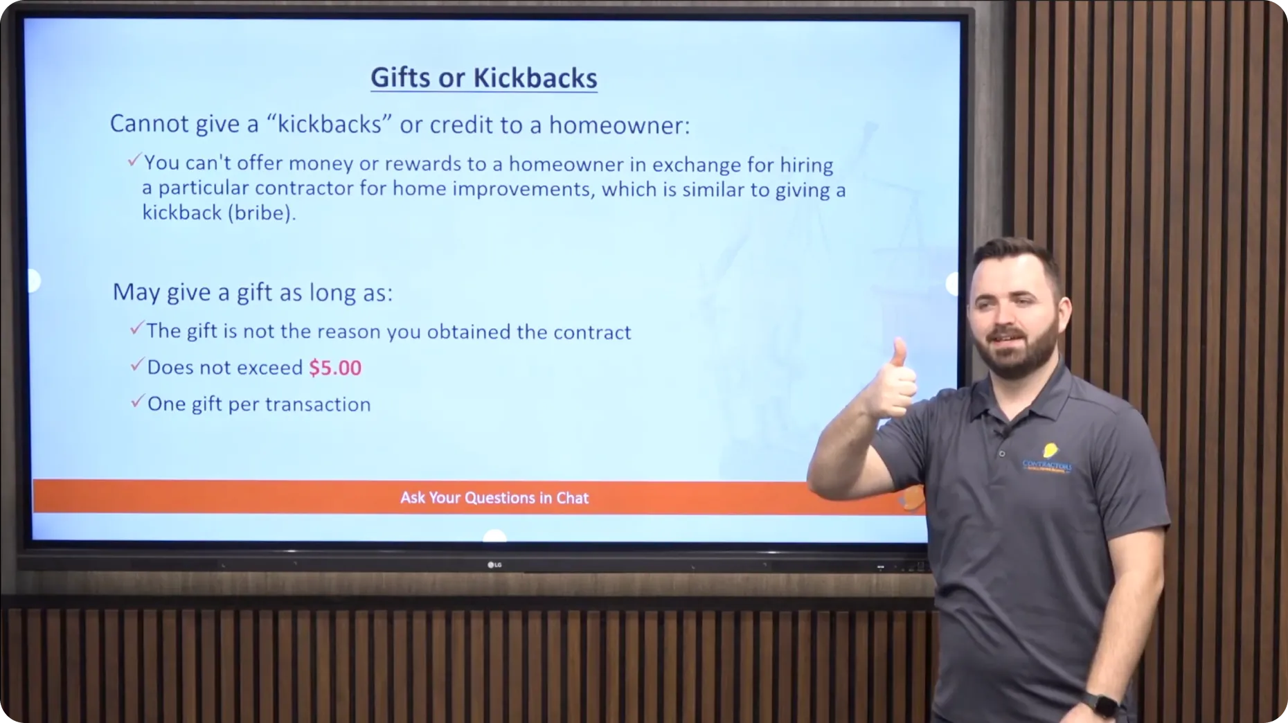 Instructor explaining course material