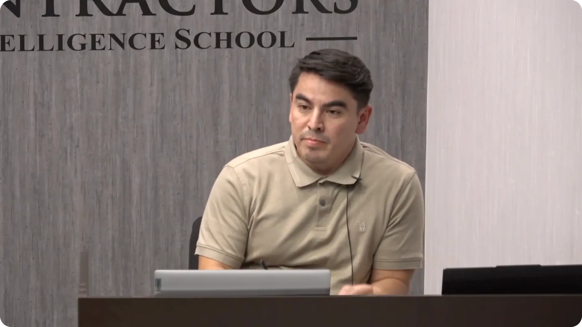 Instructor assisting students