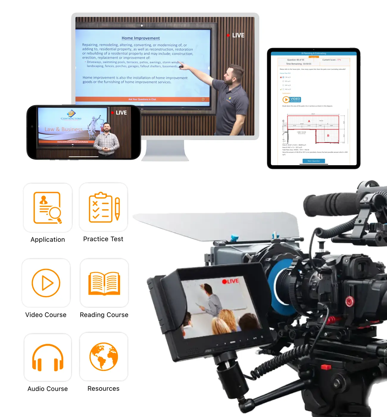 Live Streaming Contractors License Course enrollment banner mobile version