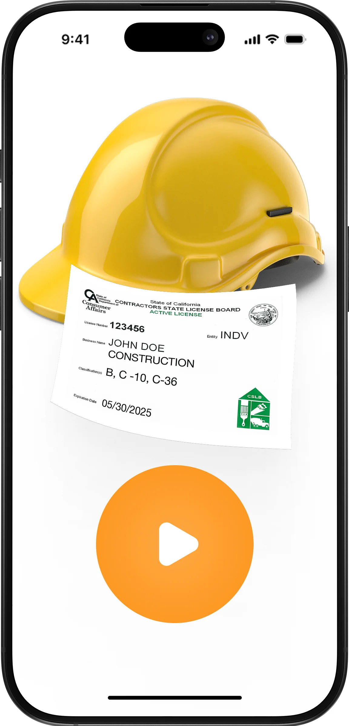 Preview of online contractor license course video on mobile phone