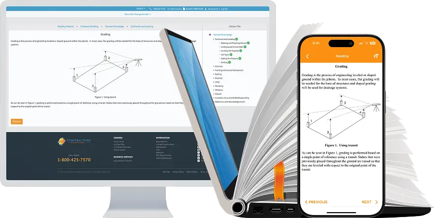 Online reading materials for contractor license exam preparation