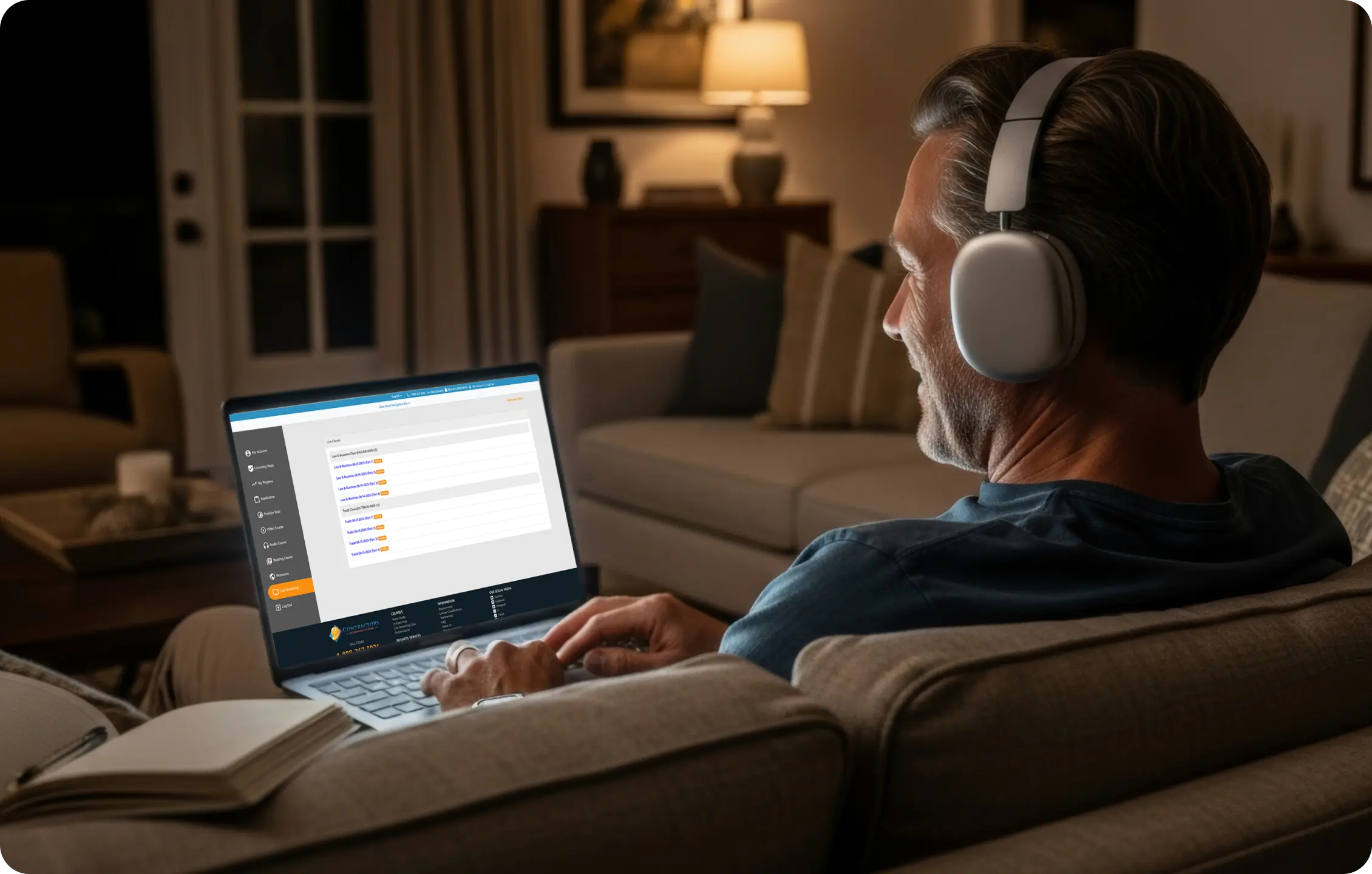 Watching recorded contractor license class session