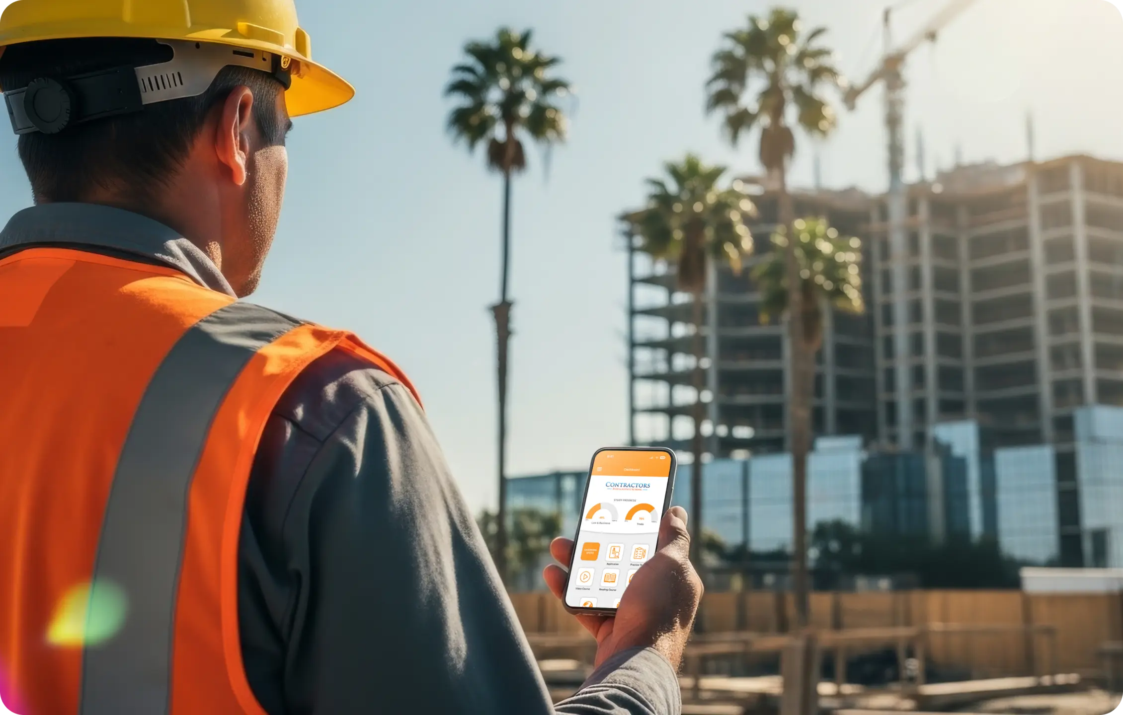Contractor license course mobile app learning on the go